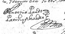 Signatura de Antonio Pardo Patiño e Saavedra