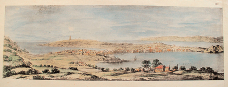 Panorámica da cidade de A Coruña dende o monte de Santa Margarida. Pier María Baldi (1669)